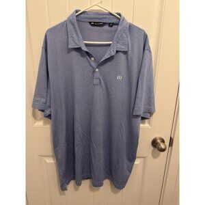 Travis Mathew Mens Classic Golf Polo Light Blue/White Stripes Sz. XXL